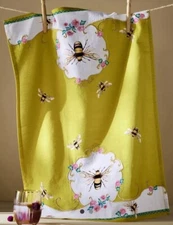 NEW ANTHROPOLOGIE KITCHEN TEA DISH TOWEL DESIGNER LOU ROTA QUEEN BEE EMBROIDERY