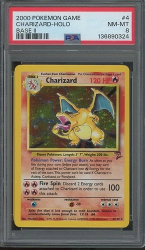 2000 Pokemon Game Base II Holo #4 Charizard PSA 8