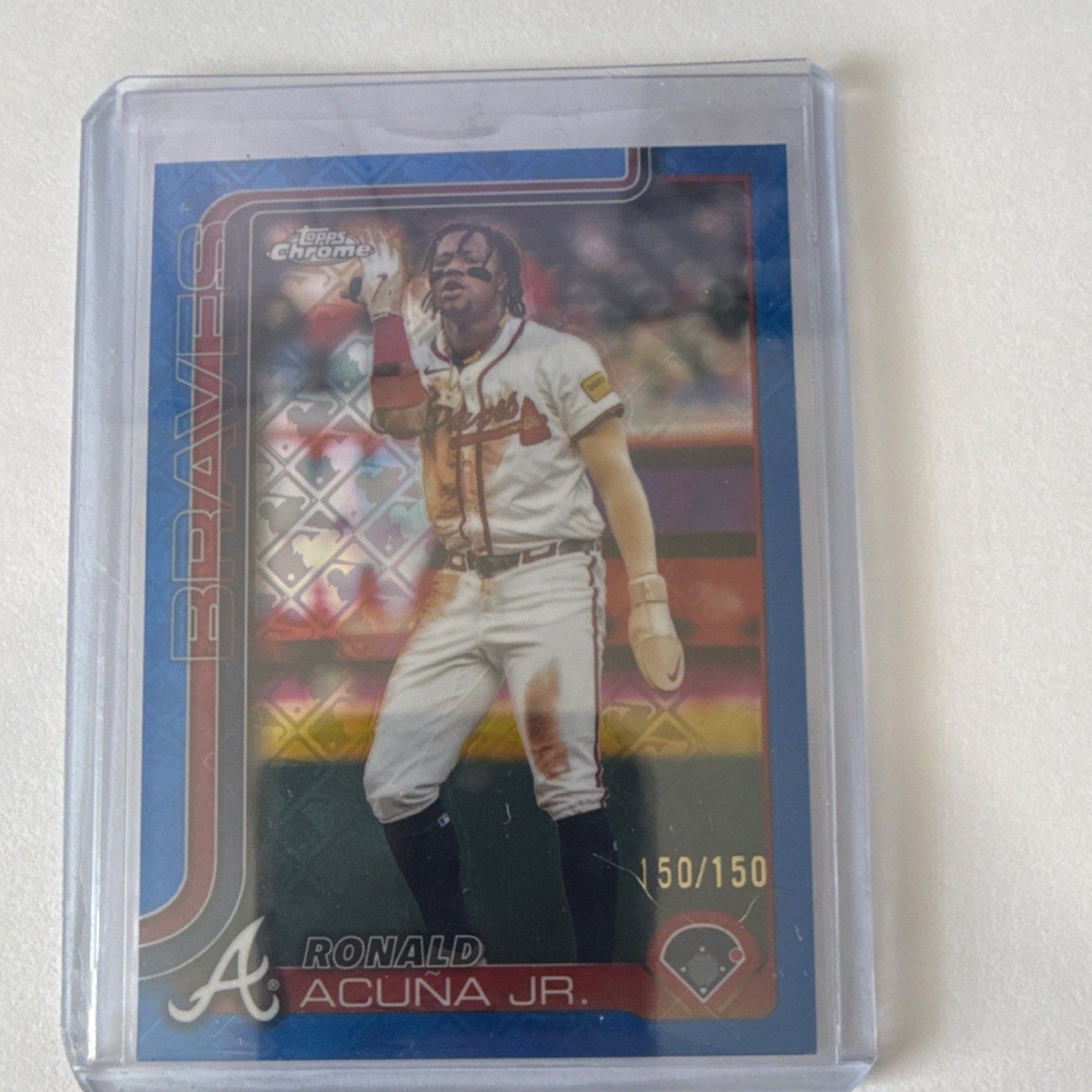BOOKEND Topps Chrome 2025 Ronald Acuna Jr #257 150/150 Blue logofactor Refractor