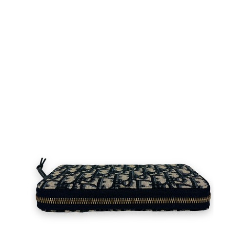 CHRISTIAN DIOR Blue Jacquard Oblique Logo Zip Around Long Wallet - Picture 4 of 8