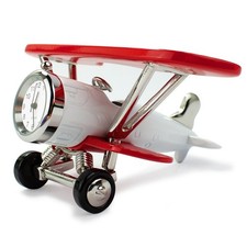 Metall Tischuhr Doppeldecker Flugzeug Schreibtischuhr Flieger Siva Clocks 99002
