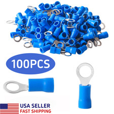 100pcs 16-14AWG Wire Connectors Splice Eyelet 5mm Insulated Crimp Ring Terminals