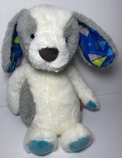 B Softies Gray White Blue Dog Plush Happy Hues Stuffed Animal Puppy Ears Feet