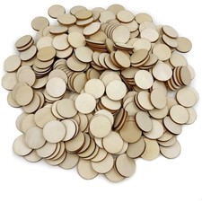 300 Pcs Unfinished Wood Circle Round Disc Blank 1 x 1 x 0.12 inches