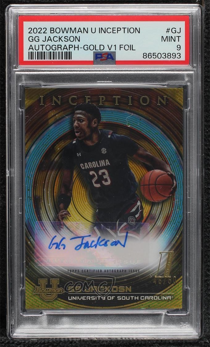 2022 Bowman Inception University Gold Foil V2 46/50 GG Jackson PSA 9 Auto 11oq