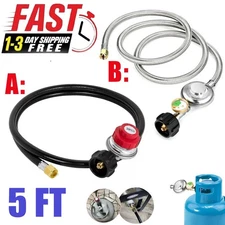 5 FT Low&High Pressure Propane BBQ Grill Regulator Hose w/ Gauge for Gas Stove
