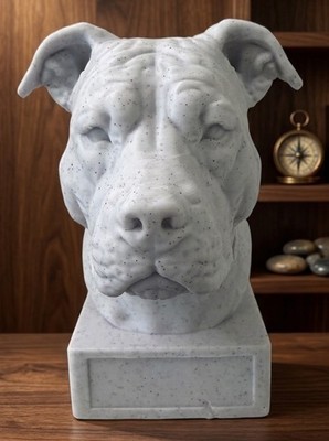 Personalized Pit Bull Statue   Custom Name Engraving   Marble Style Dog Decor