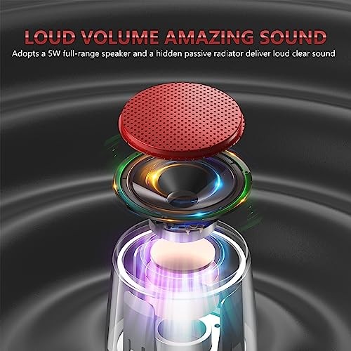 Small Bluetooth Speaker, Waterproof Mini Portable Wireless Speaker, 1-Red - 第 7/7 張圖片