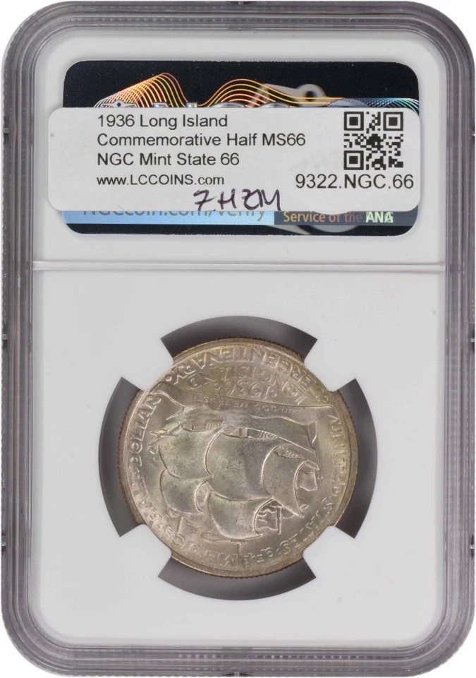 Long Island Commemorative Silver Half Dollar 1936 MS66 NGC - Image 2 of 2