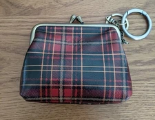 Patricia Nash Tartan Plaid Leather Kiss Lock Change Purse