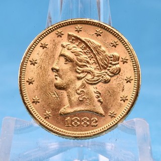 USA 5 $ 1882 Coronet Head Eagle 8 36 Gramm 900 Gold Vz