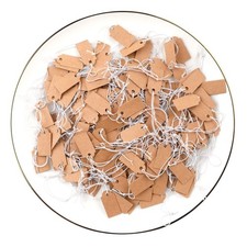 200 Pcs Price Tags, Small Tags with Elastic String, 1.02 0.47inch, Brown