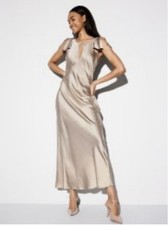 The Occasion by Old Navy Satin Maxi Dress, Flutter-Sleeve Keyhole Champagne 2X