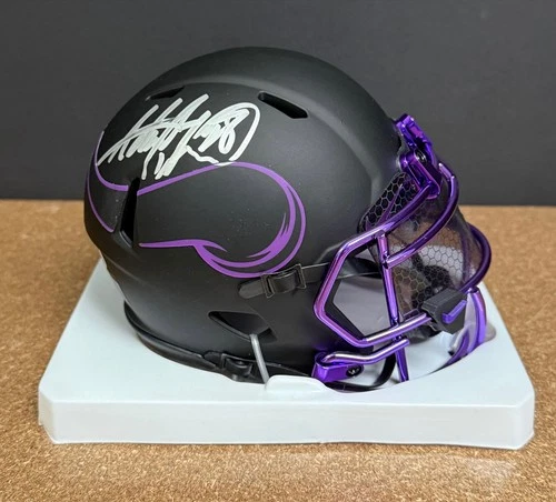 ADRIAN PETERSON SIGNED MINNESOTA VIKINGS MINI HELMET W/ BECKETT BAS CERT AUTO