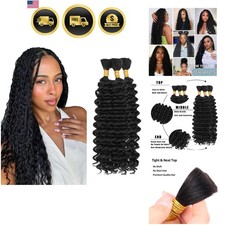 Natural Black Human Braiding Hair for Boho Braids Hair 18 18 18 Inch Curly Bo...