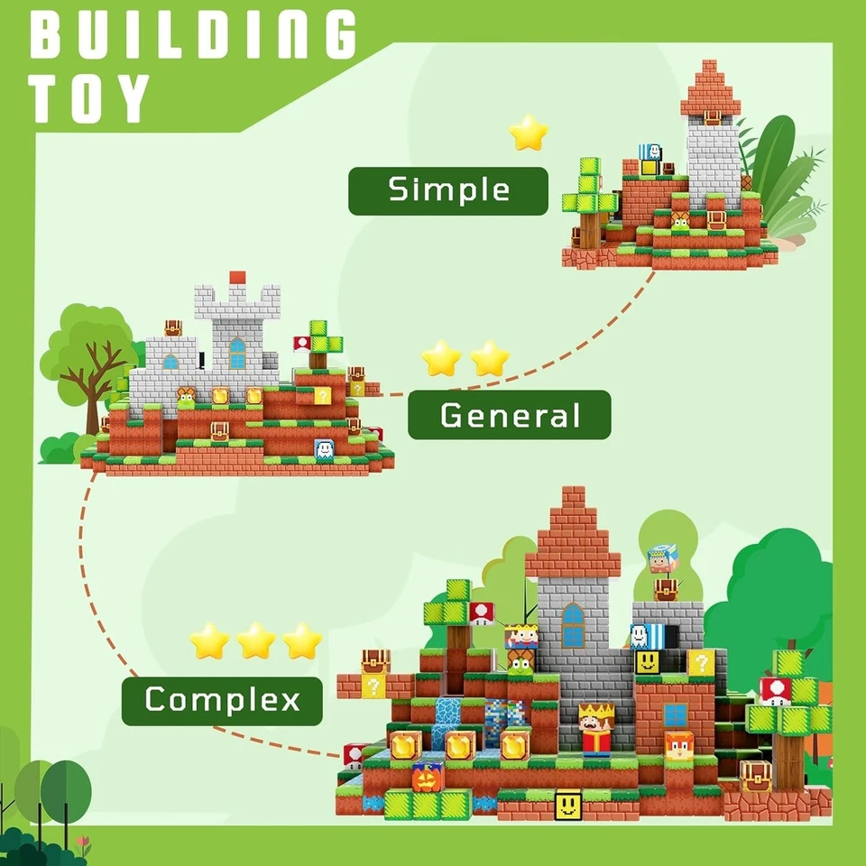 200 PIEZAS Minecraft Bloques Magnéticos STEM Niños Juguetes de Construcción con Tablero Magnético Foto 4 de 4