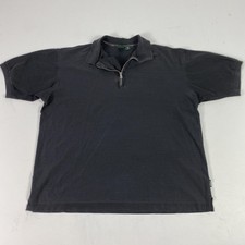 Hugo Boss Golf Polo Shirt Mens XL Gray Stripe 1/4 Zip Made In Italy Casual