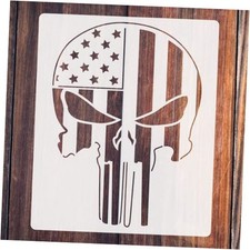Punisher Skull Flag for Painting on Wood 5" x 6", Reusable Skull 5" x 6"