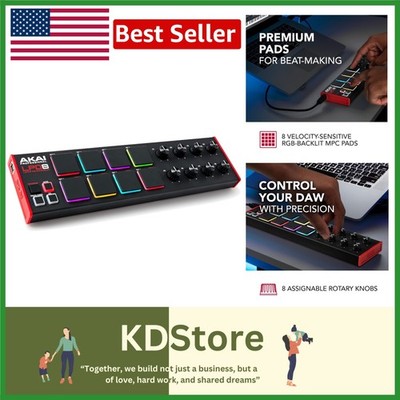 Compact USB MIDI Controller with 8 RGB Drum Pads for Mac & PC - Portable Musi...