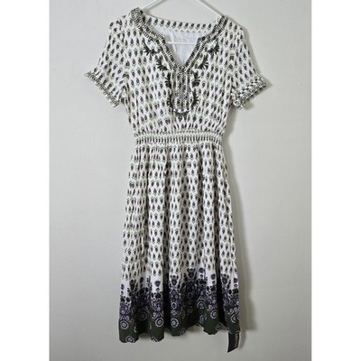 Fangyan Dress Sylphide Womens Small Short Sleeve Boho Paisley NWT V Neck