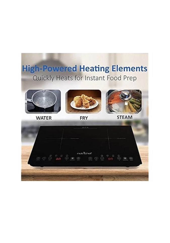 Cocina de Inducción Portátil Doble con 2 Quemadores 1800W 120V Foto 2 de 4