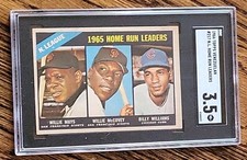 1966 Topps Venezuelan #217 Home Run Leaders Wille Mays McCovey Venezuela SGC 3.5