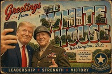 d198 Trump and General Patton Selfie Greetings Postcard Refrigerator Magnet 4X6"