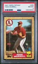 1987 TOPPS TIFFANY #465 TODD WORRELL PSA 8