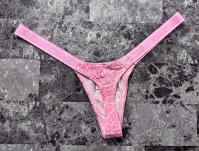 VICTORIA'S SECRET PINK OMBRE LEOPARD MICRO TINY LOGO SIDE STRAPS THONG PANTIES