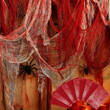 10 Pcs Red Bloody Halloween Creepy Cloth, 71" x 30" Haunted House Scary Gauze...