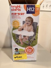 Bright Starts Pop N Sit Portable Booster Seat High Chair Infant Toddler Gray