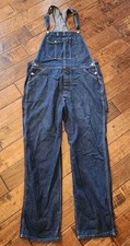 Z18 VTG Polo Jeans Ralph Lauren Denim Bib Overalls 90s Y2K Carpenter Wide LARGE