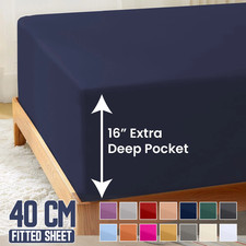 Extra Deep 40CM Fitted Sheet Full Bed Sheets Single Double King Super King Size
