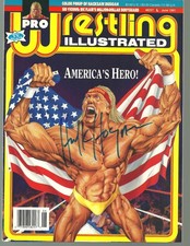 HH54  Hulk Hogan HACKSAW JIM DUGGAN signed Vintage Wrestling Magazine  w/COA