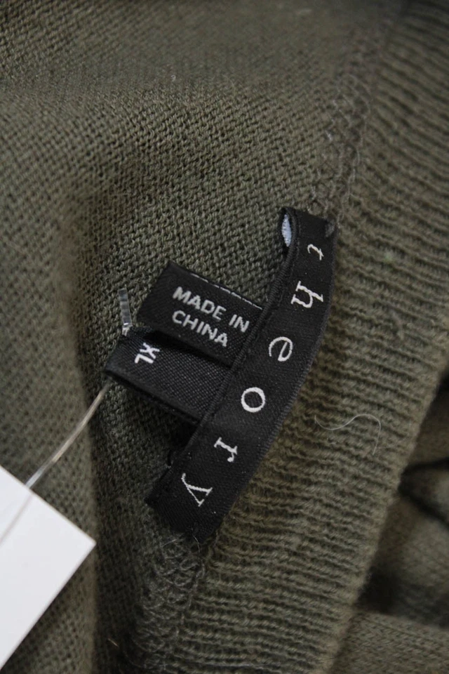 Sudadera Tejida Theory Para Hombre Manga Larga Cuello Redondo Verde Algodón Talla Extra Grande Foto 4 de 4