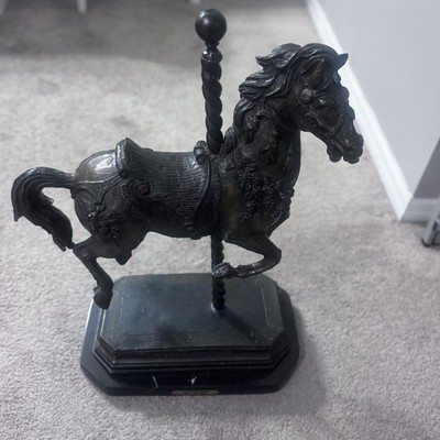 Bronze Carousel Horse Sculpture by Carmel on Marble Stand