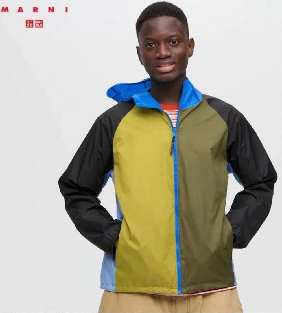 MARNI Uniqlo Men Pocketable Parka Jacket S Dark Green Yellow New