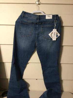 Betu Women's Flared Blue Denim Jeans Regular Fit Medium Wash Solid 5-Pocket