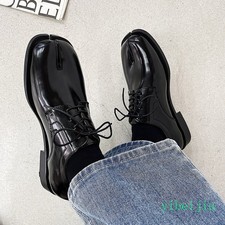 Mens Shiny Leather Lace Up Derby Dress Shoes Shiny Leather Banquet Stage Fashion