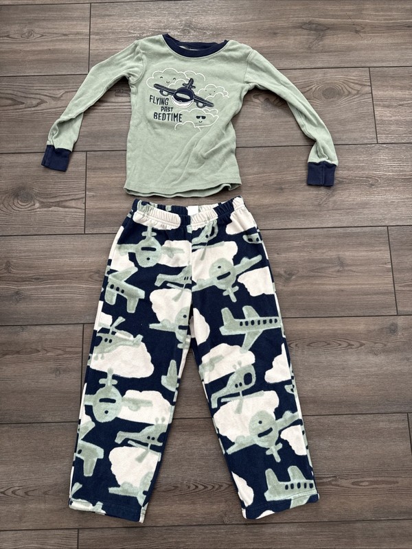 Boys Green And Blue Airplane Pajamas - Carters - Size 5T