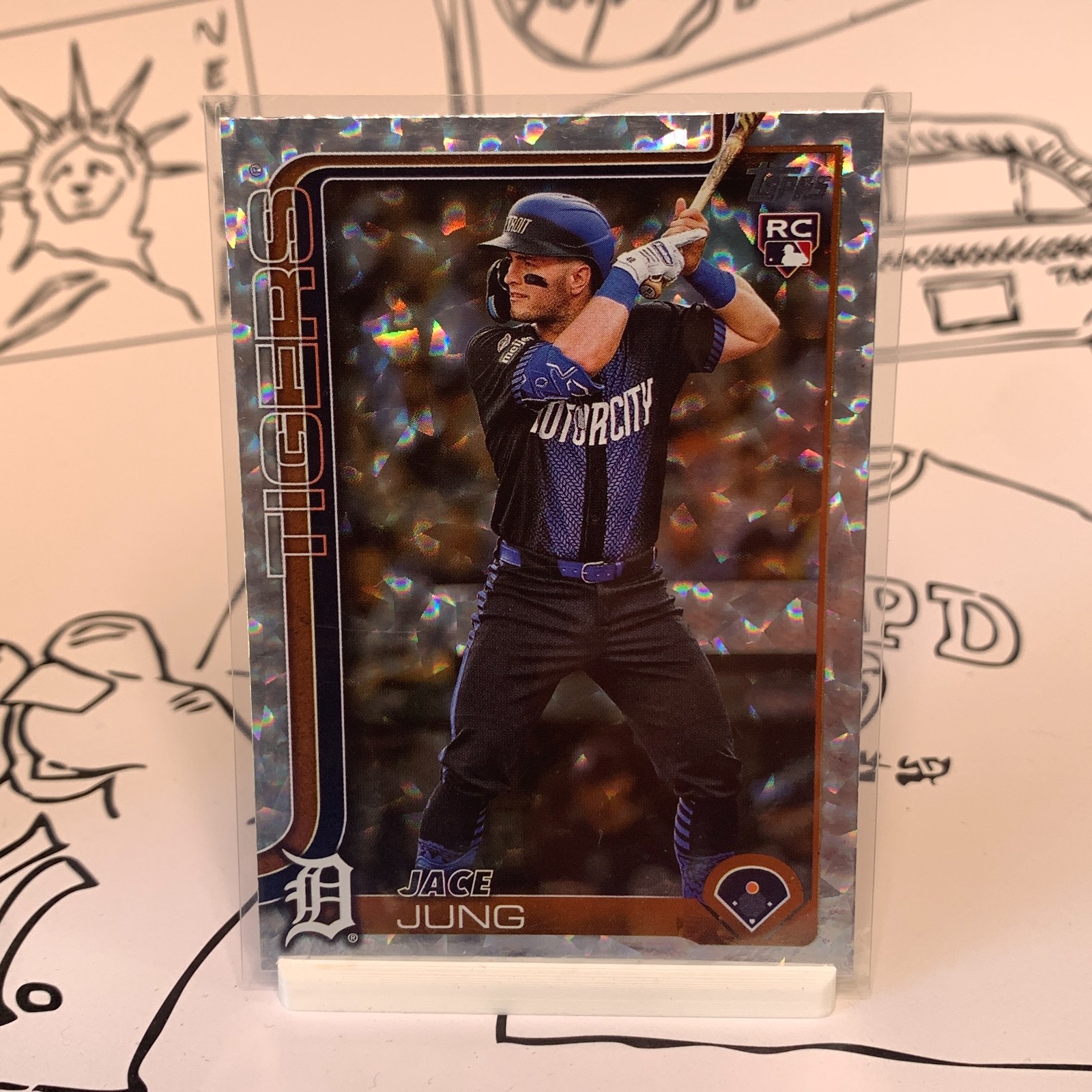 2025 Topps Series 1 Jace Jung Detroit Tigers #80 Silver Crackle Foilboard Rookie