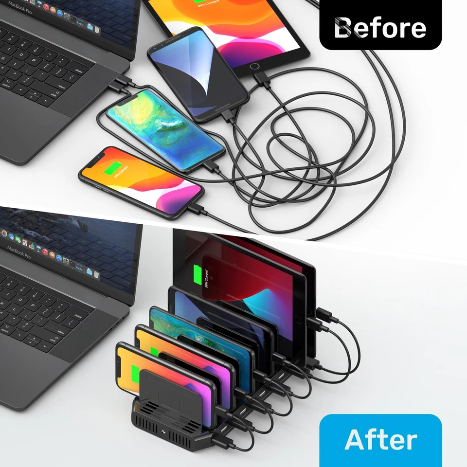 USB Charging Station 10 Ports Fast Charger Multi Device Dock Compatible iPad ... - Image 4 of 4