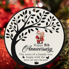 Happy 8th Anniversary Ornament Santa Claus Love Tree Art 8 Year Christmas Gift