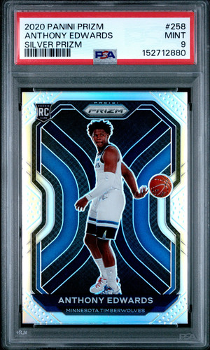 PSA 9 2020 Panini Prizm Anthony Edwards Silver Rookie RC #258