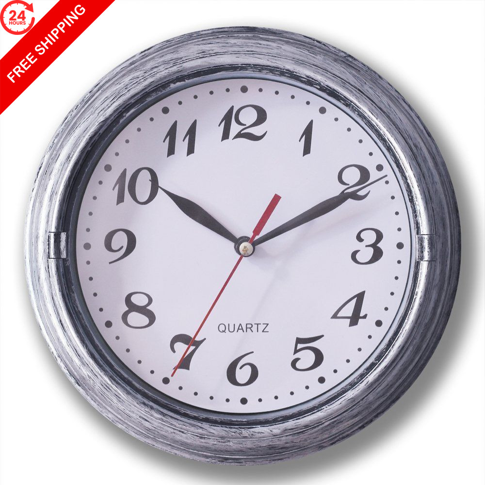 SAC SMARTEN ARTS 8 Inch Silent Small Quartz Wall Clocks Battery 8", Silver