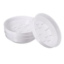 4 Pack 6.5 Inch White Round Plastic Design Bowls, Centerpiece, Flower Base
