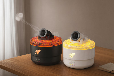 Elektrischer Aroma Diffusor Lava Feuer Kanone Ultraschall Luftbefeuchter 200ml USB Desktop