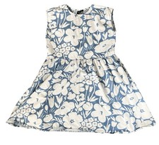 Marimekko Uniqlo Dress Girls 11-12 yo Blue White Floral Short Sleeve Kids Summer