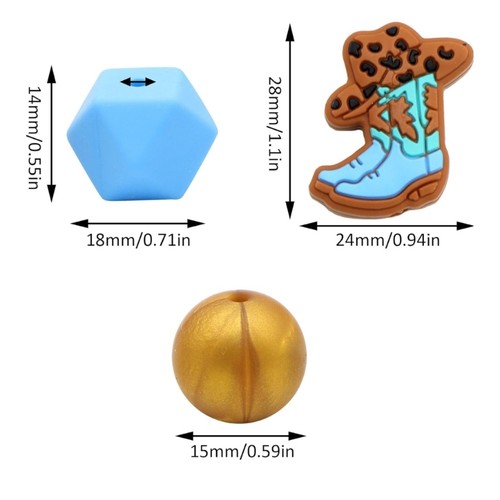 Stylish Silicone Beads Fashion Colors Octagonal/Round Shapes DIY Keychain Bangle - Picture 8 of 8