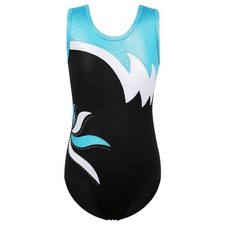 BAOHULU Girls Gymnastics Leotard Shiny Embroidery 11-12 Years, Blackaqua
